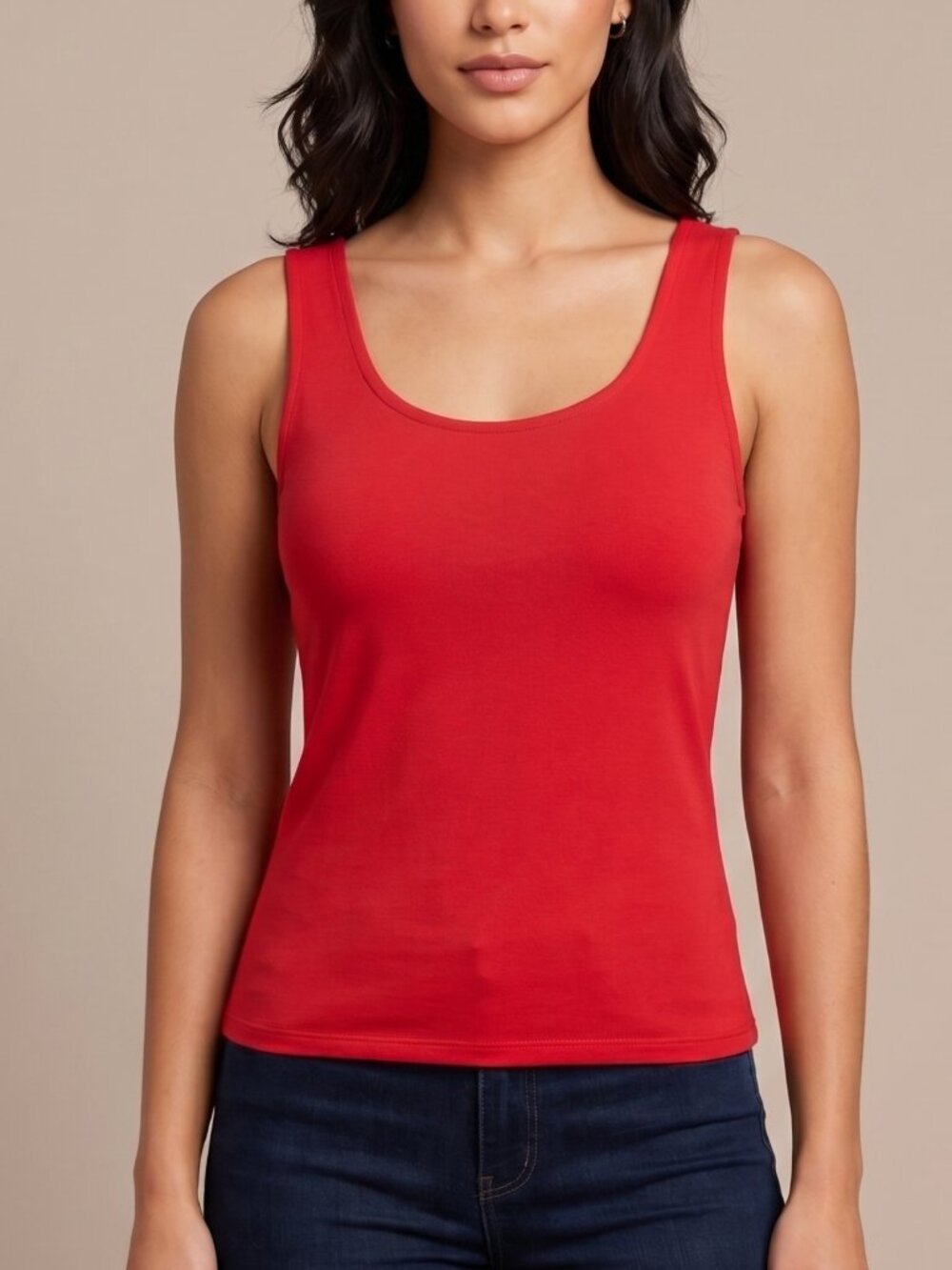 NWT | PinkmStyle Vibrant Red Scoop Neck Sleeveless Jersey Knit Tank Top | Large
